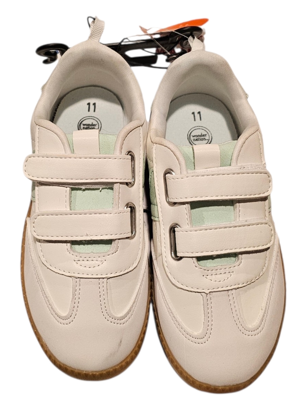 wonder nation Cream and Mint Kids Velcro Sneakers